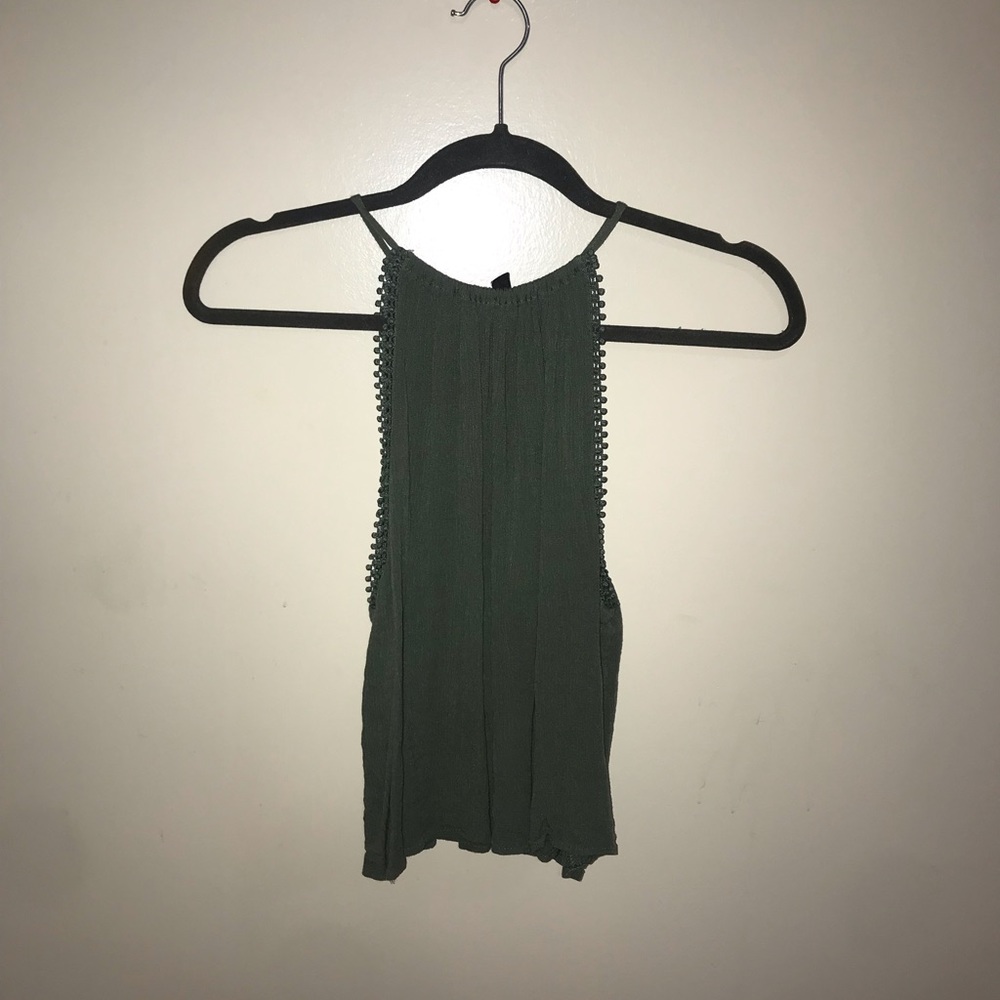 Olive crop tank top